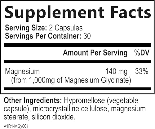 Miniatura 9 de Built By Nature Glicinato de magnesio 1000 mg - Suplemento de magnesio de alta absorción - 100% quelado, suave para el estómago - Soporte muscular,