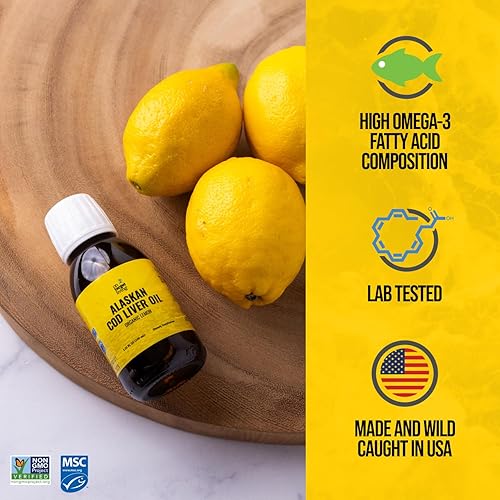 Miniatura 2 de On Target Living Aceite de hígado de bacalao de Alaska, tamaño de viaje, 3.33 onzas, vitaminas A y D de origen natural, sabor a limón orgánico,