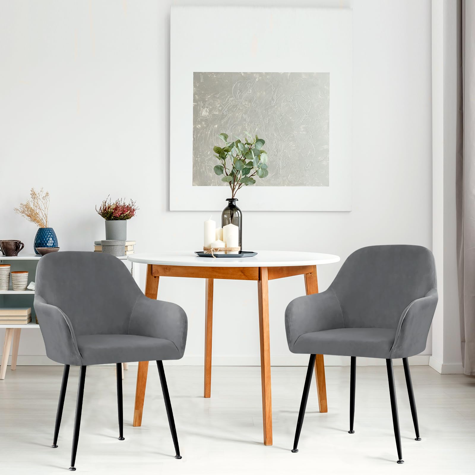 Betylifoy Housses de Chaise Scandinaves 4pcs, Housse de Chaise Élastique avec Accoudoir Extensible pour Salle à Manger Salon