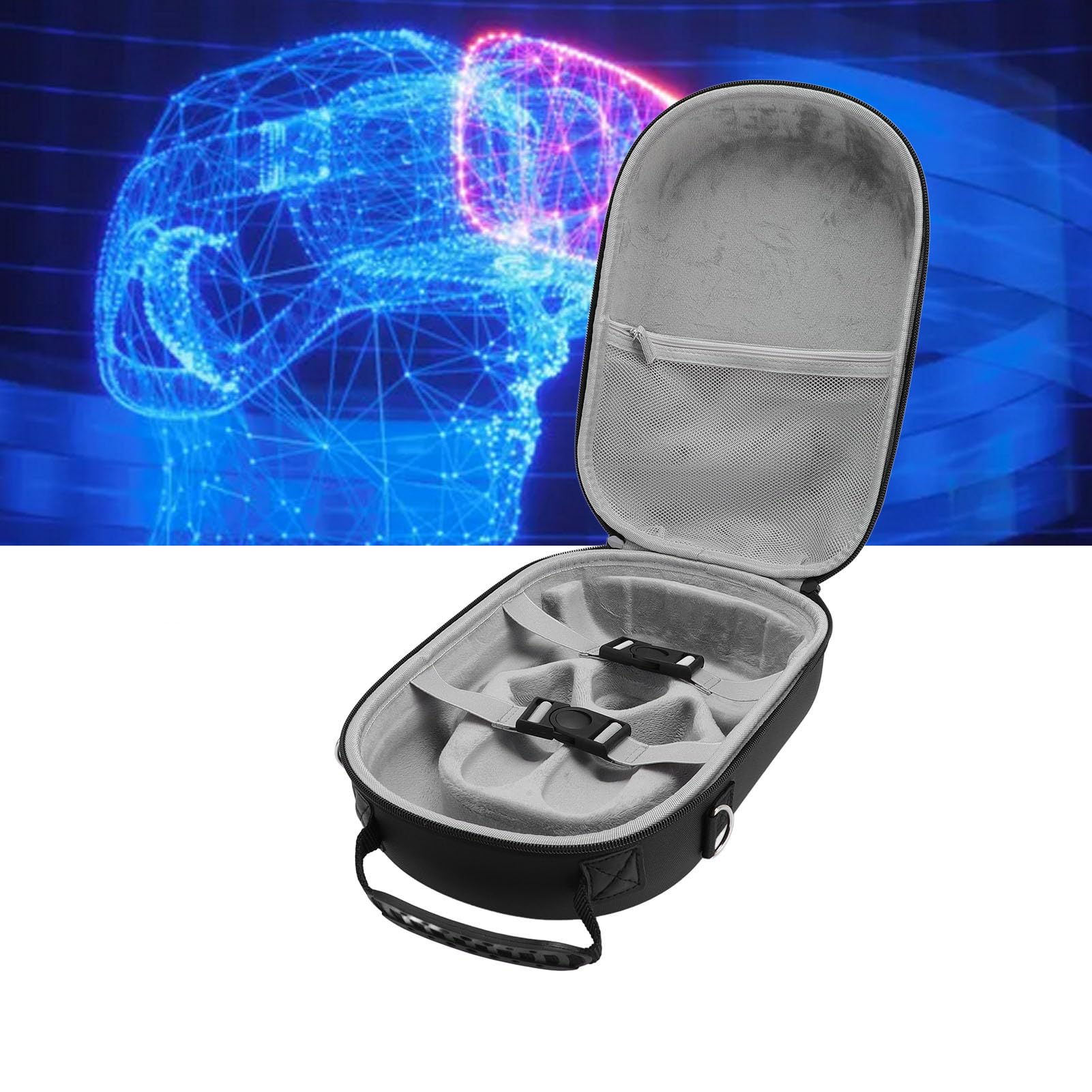 lyrlody Custodia Rigida da Viaggio, Custodia da Viaggio Organizer per Elettronica EVA PU, 13 X 9,4 X 5,3 Pollici, Antiurto per Controller Visori VR Cavi Caricabatterie per Viaggi Lavoro Casa (BLACK)