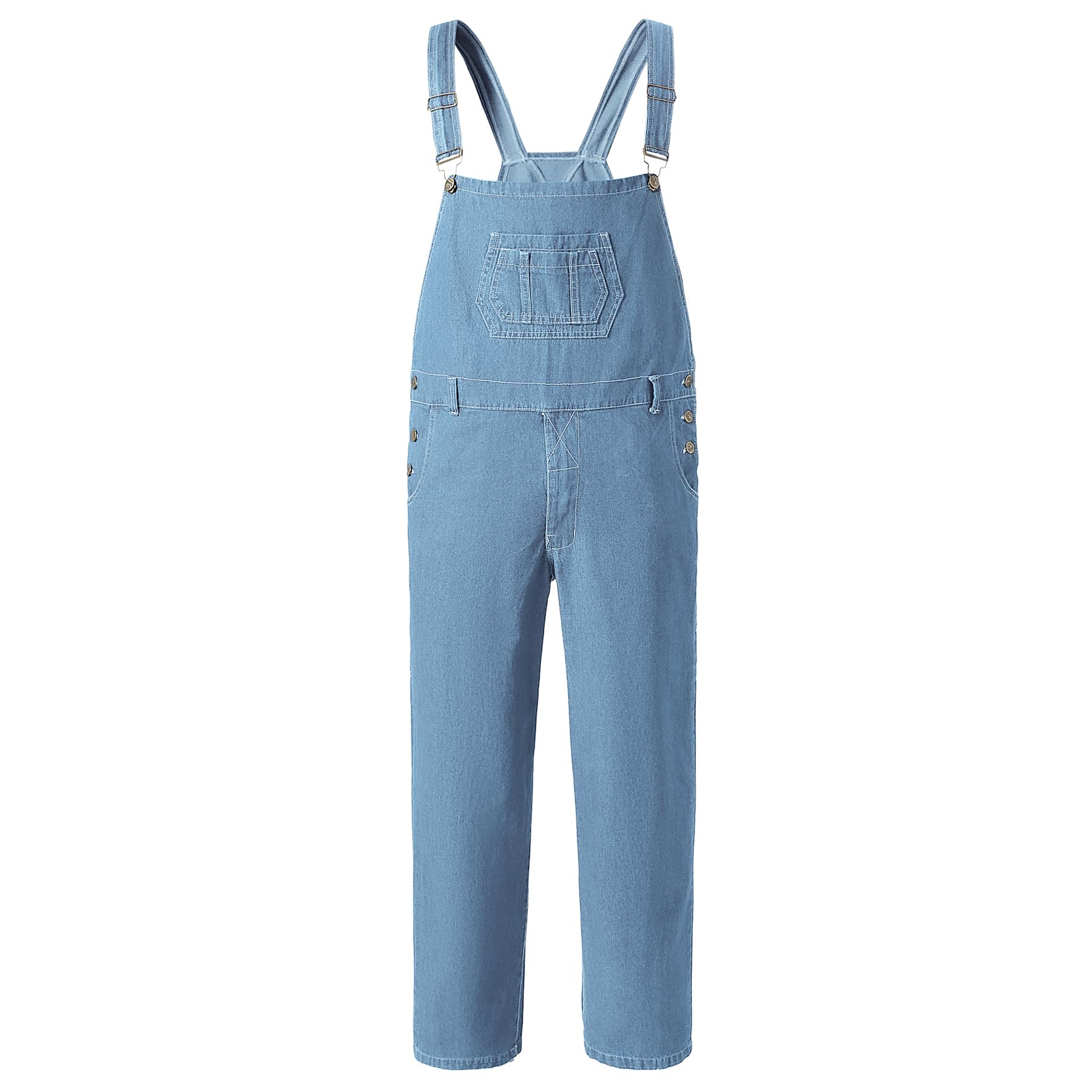 YOUTHUP Herren Latzhose Aus Blauem Denim Lässige Jeans Mit Geradem Schnitt Mehrere Taschen Arbeitskleidung