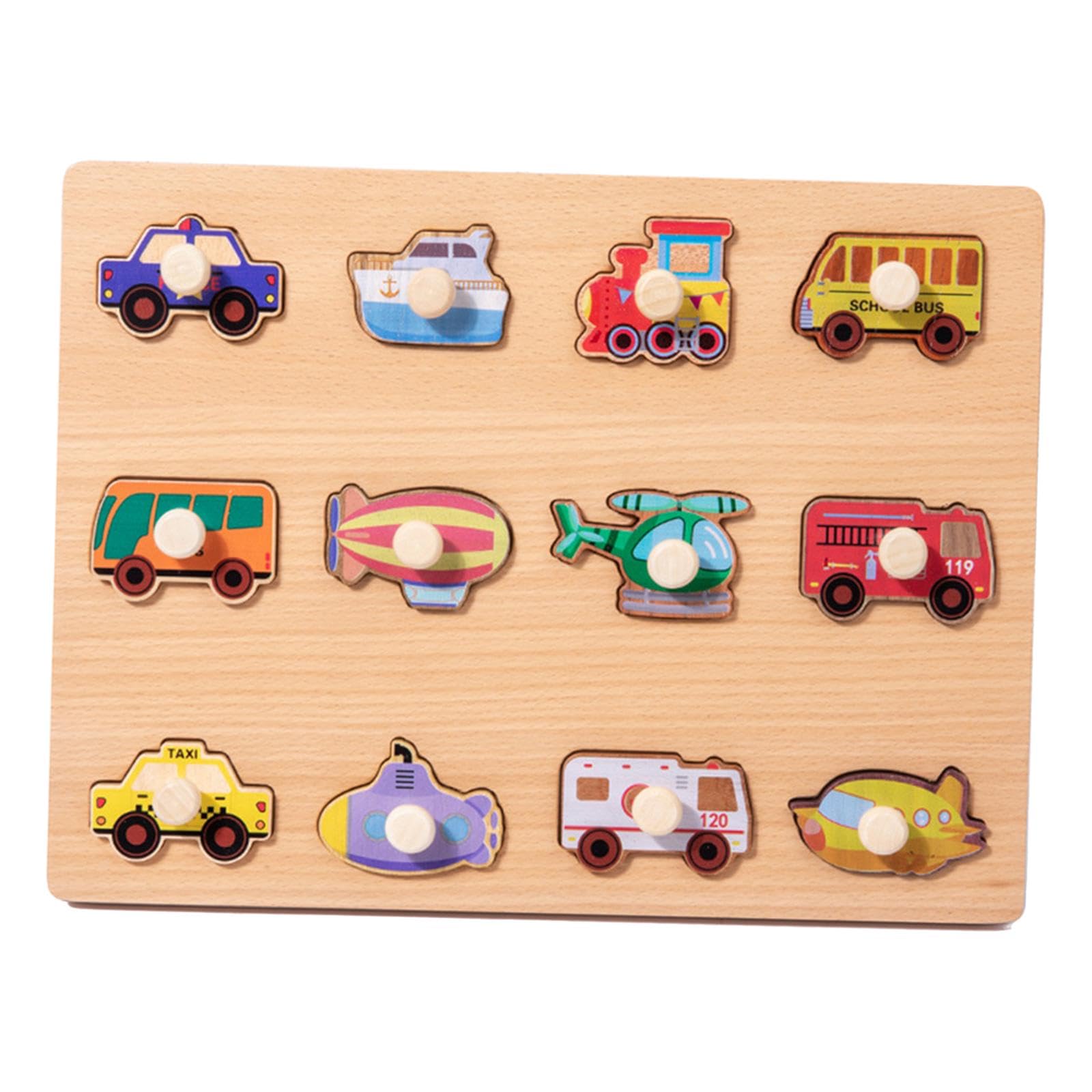Puzzle di Apprendimento Gioco Abbinamento Forme Tavola Puzzle Bambini Legno Cartone Animato Puzzle Prescolare Creativo Incoraggia Immaginazione Adatto, Traffico