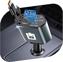 シガーソケット 車 充電器 【2025年新進化 120W・急速充電・LED電圧表示】巻き取り式 4in1 車載充電器 カーチャージャー 4台同時充電可能 80cmケーブル 2本 Type-C/Lightning 高温/電流保護iphone/iPad/Galaxy/AQUOS/Xperia対応 12V-24V車/ 多機種対応 カー用品 車用品 出張 旅行 コンパクト