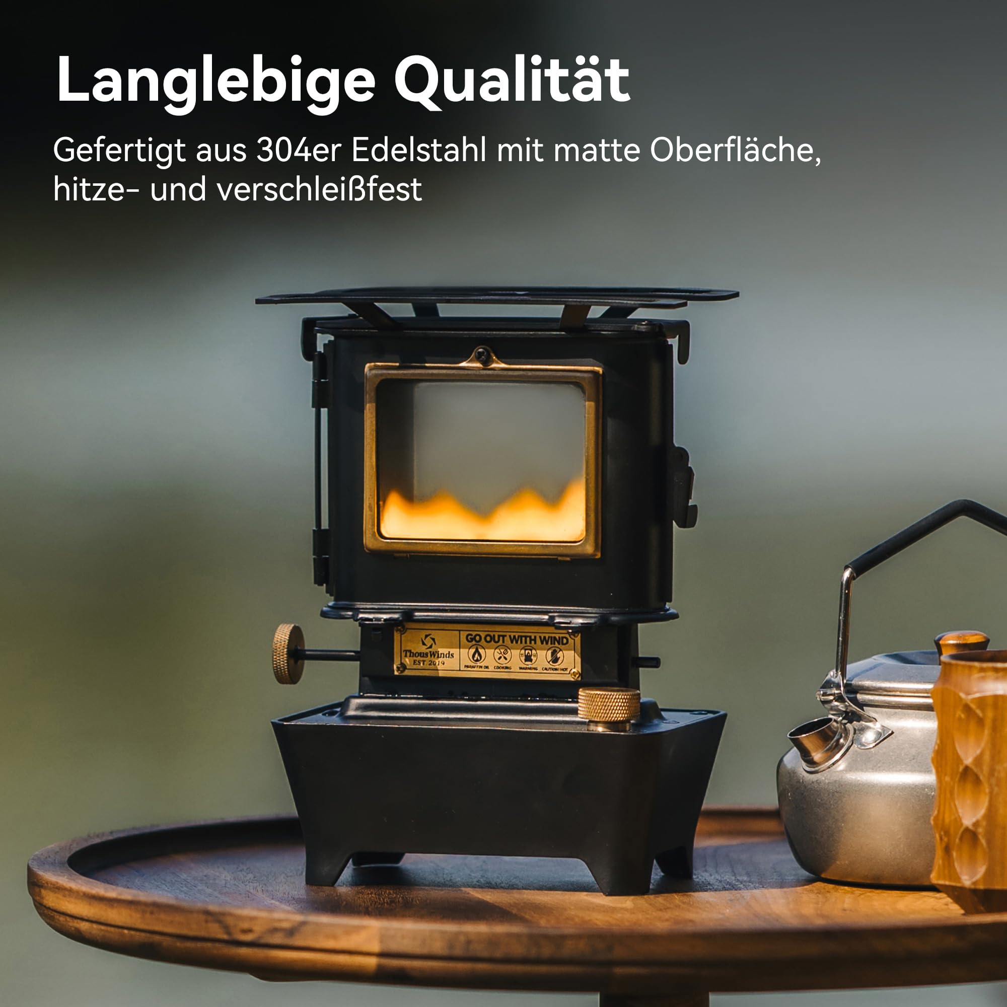 Thous Winds Petroleum Laterne Outdoor, Camping Heizung Petroleum Schwarz, Tragbarer Kaminofen, “Feuertanz” Mehrere Kerosin Laterne Ofen für Außenbeleuchtung, Erwärmung, Kochen, Grillen