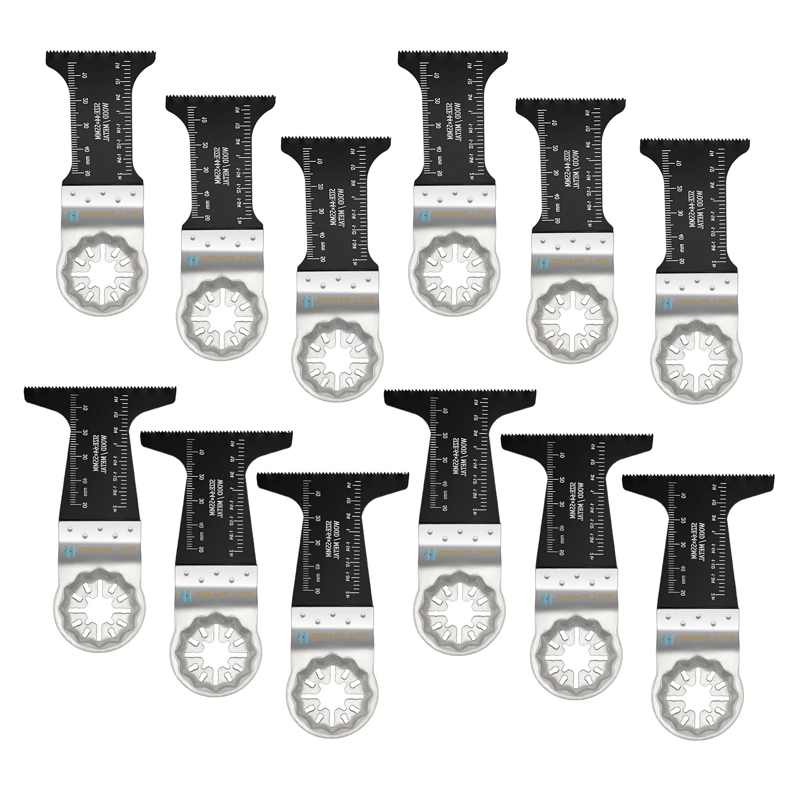 ONMDQS 12PCS Multitool Blades Titanium, Multi Tool Blades Wood Metal Multi Tool Blade Set for Metal/Plastics Compatible with Bosch Chicago Dremel Genesis Harbor Freight Makita, Ridgid, Ryobi (C)