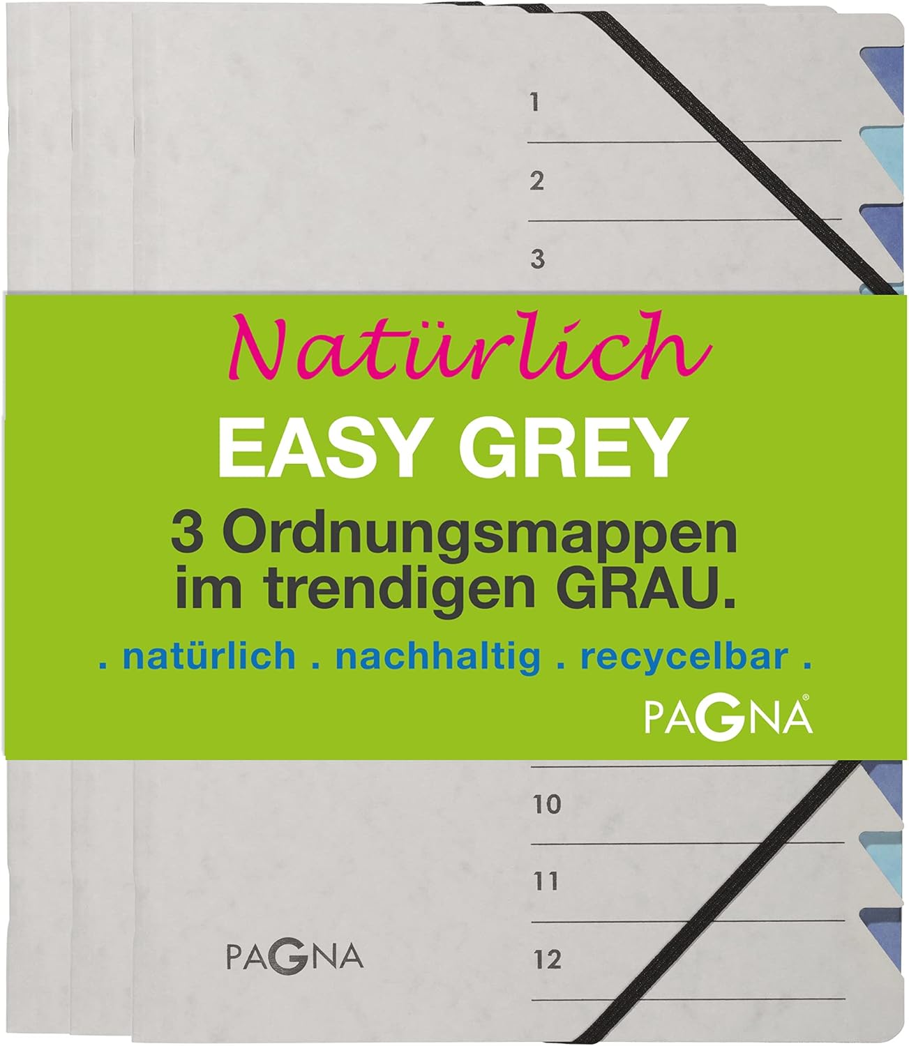 PAGNA 44008-00 Organiser Set 12 Compartments Easy Grey Assorted Pack of 3