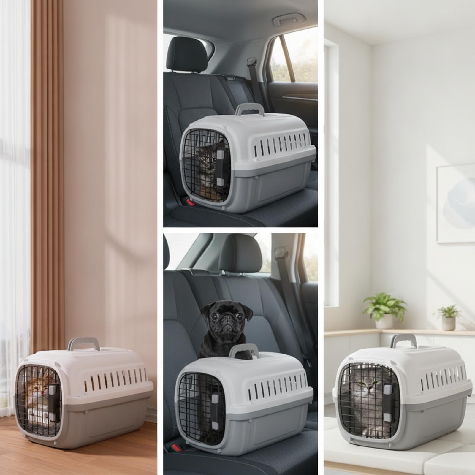 Qianly tín Rígido Extraíble tín con Banja Amplio Caja para s, Mascotas Pequeñas, Viajes en Coche, Púrpura Taro, 51 35 31CM