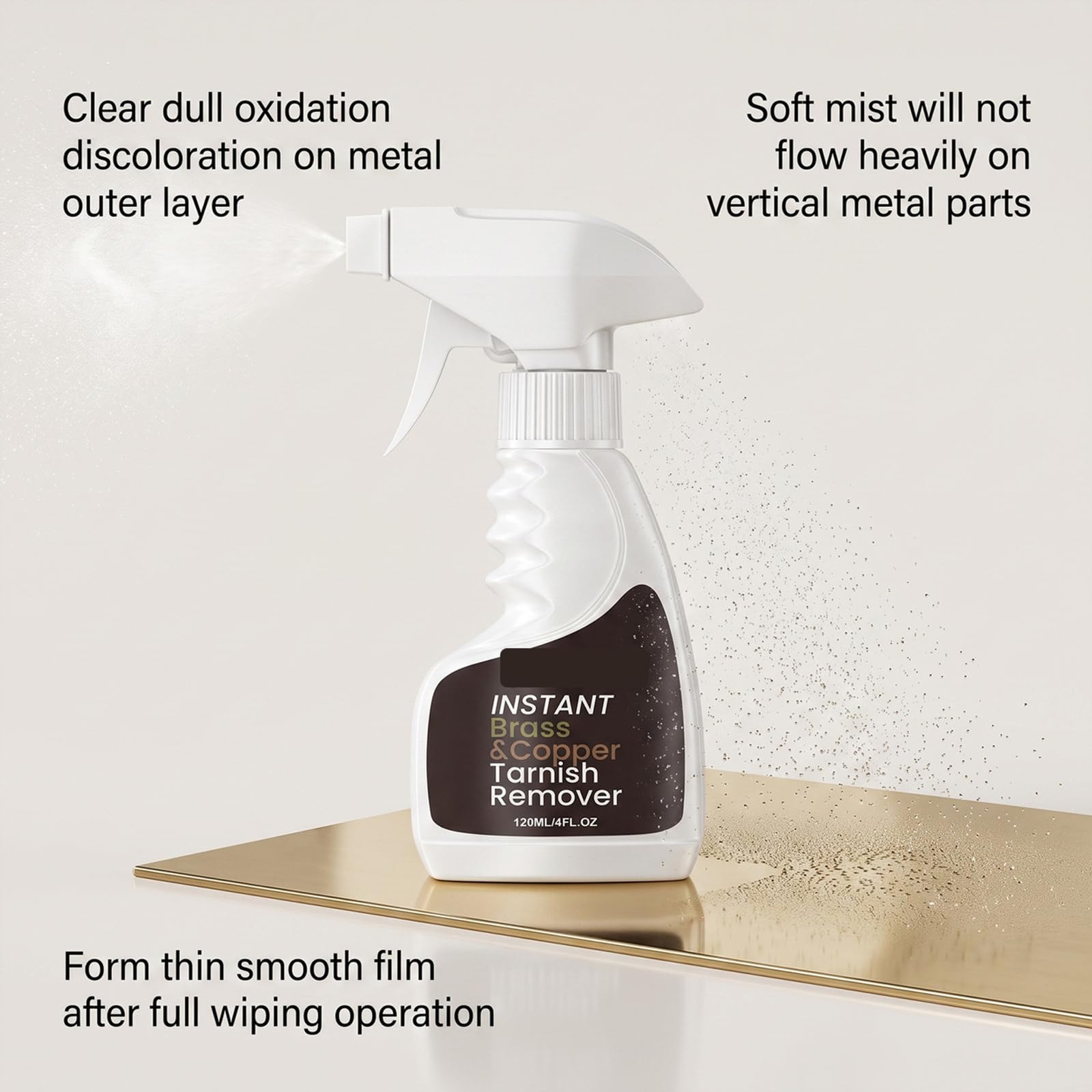 Messing-Kupfer-Anlaufentferner und Polierspray, 120ml Rostfleckenentferner für Metallbeschläge, Metalloxidation und Fleckenreiniger für Wasserhähne, stellt polierten Glanz Messing-Kupfer (9PCS)