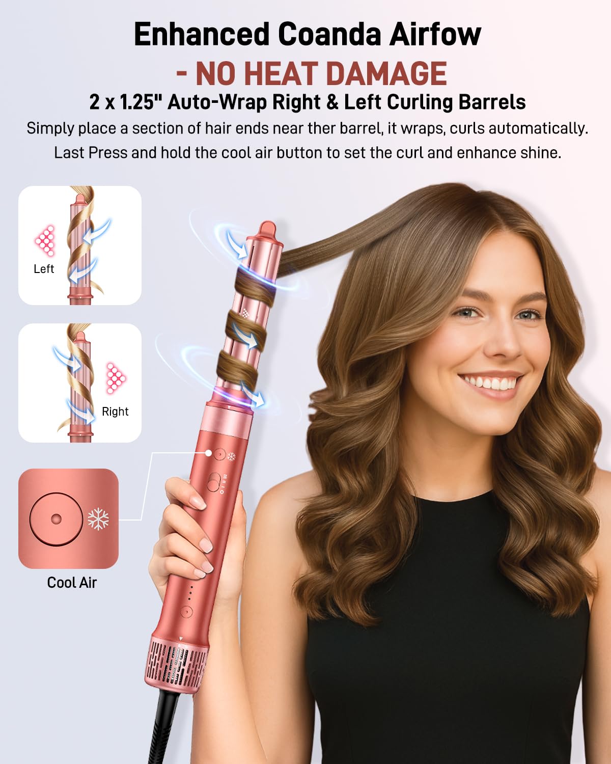 HITTIONA Sèche Cheveux Air Styler 5 en 1 Brosse Soufflante Séchage Rapide Volumisation Bouclage Lisser