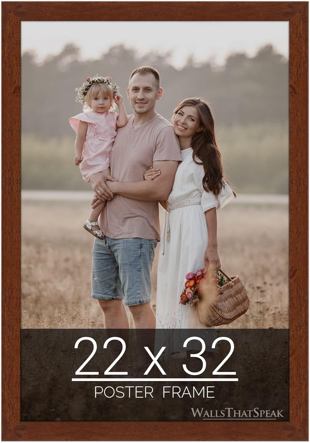 wallsthatspeak 22x32 Dark Walnut Rustic Pine Picture Frame for Puzzles Posters Photos or Artwork