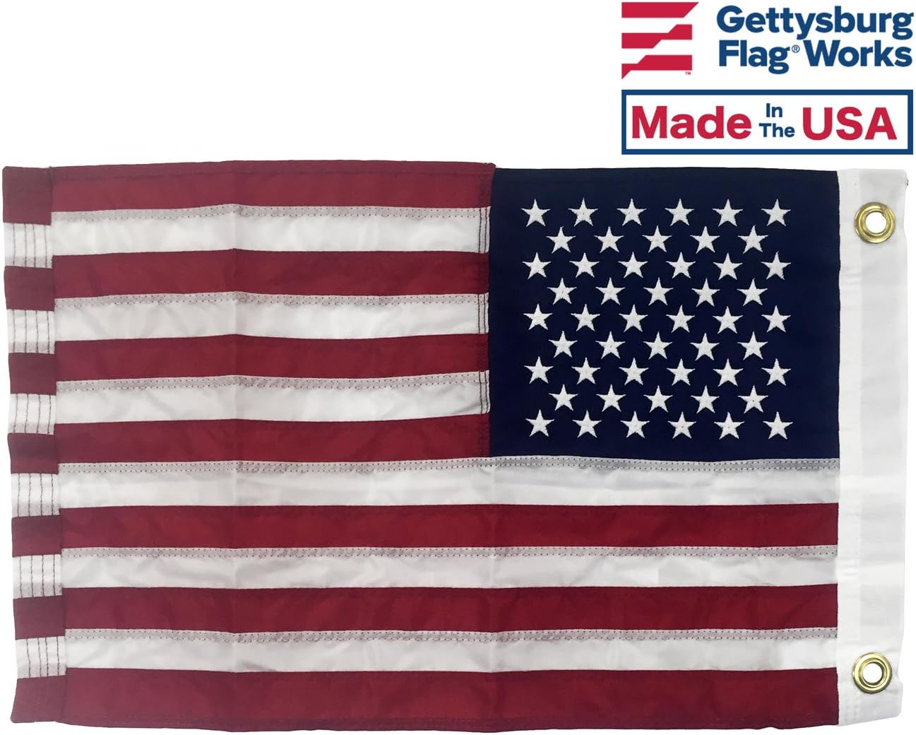 12x18" American Boat Flag - Marine Grade US Flag, Embroidered All Weather Nylon with Reinforced Stitching - for outdoor use, Made In USA - Image 6