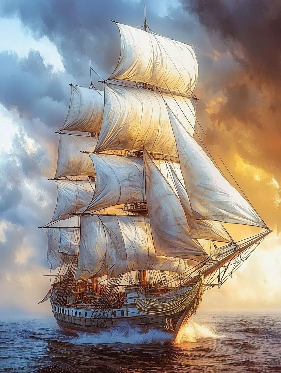 WEISHIWE Malen nach Zahlen Erwachsene Segelboot auf See, 70x90cm x-310 | Malen nach Zahlen Erwachsene Leinwand Kit, DIY Handgemalt Ölgemälde Set mit 3-Pinseln und Acrylfarbe für Wanddeko,Ohne Rahmen