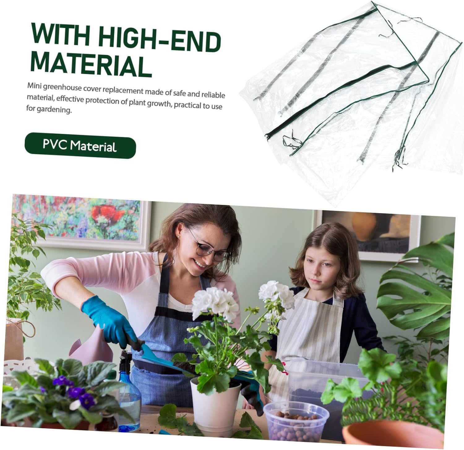 Mini Greenhouse Replacement Cover with Folding Design and Zipper Door UV Resistant PVC Sheeting for Outdoor Garden Plants Portable Patio Plant Shelter for Lawn and Backyard