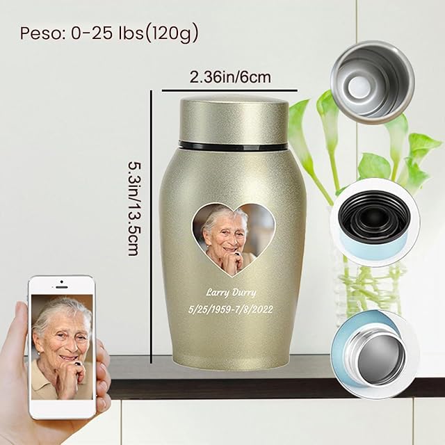 Foto 3 de 7 de WXMYOZR Foto Personalizado pequeñas urnas para Cenizas humanas