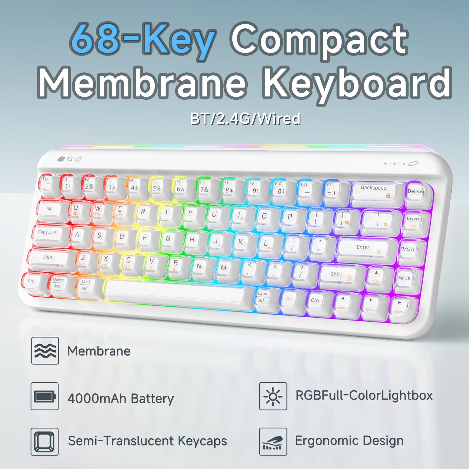 Amazon.com: AJAZZ AF68 Wireless Membrane Keyboard, 68% Layout 68