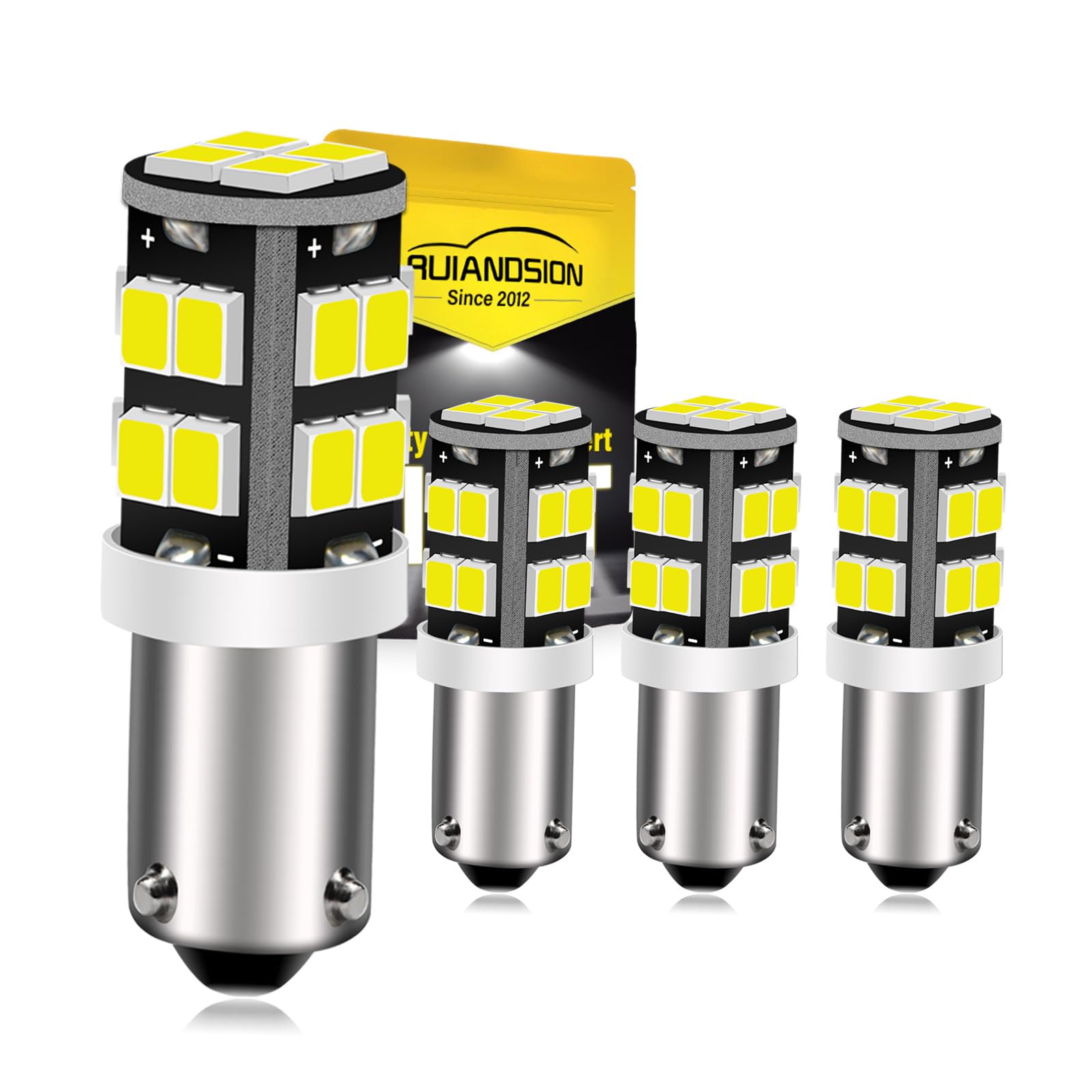 Ruiandsion 4 szt. BAY9S H21W żarówka LED 12 V super jasna 2835 20 SMD chipset LED kierunkowskazy światło zapasowe żarówka tylna, biała