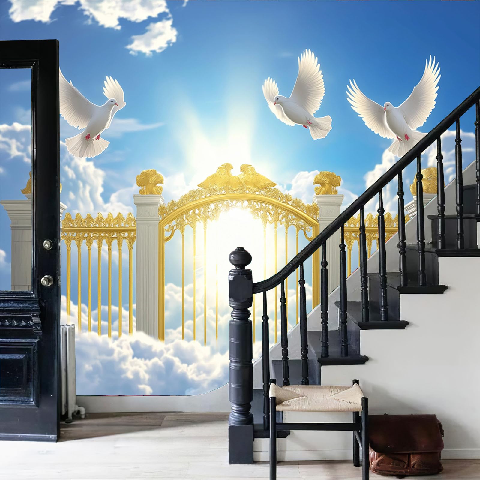 PEARLY GATES 3ウェイ DLERFLOVR Heaven's Pearly Gates Murals for Walls - Large Christian