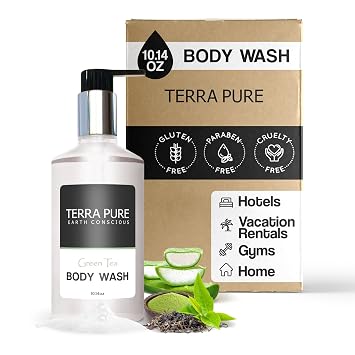 Terra Pure Green Tea Body Wash, 10.14 oz. With Organic Honey And Aloe Vera Single