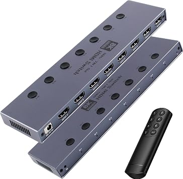 HDMI Switch 8K@60Hz HDMI 2.1 Switcher, 7 in 1 Out, 48Gbps with Remote Supports HDR10+ Dolby Atmos, CEC, Compatible with Popular Gaming Consoles and Media Devices