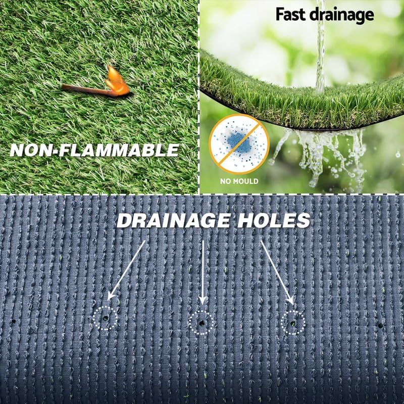 Artificial Grass Rug Realistic Indoor/Outdoor Fake Grass 1.38" Pile Height Synthetic Grass Rug 1FTX14FT with Drainage Holes Faux Grass Astroturf Carpet Pet Turf Mat for Potty Training Rug