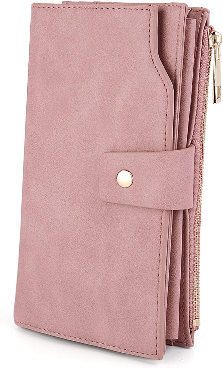 Wallet Women Vegan Leather Wristlet Snap Long Purse Credit Card Holder Elegant Clutch