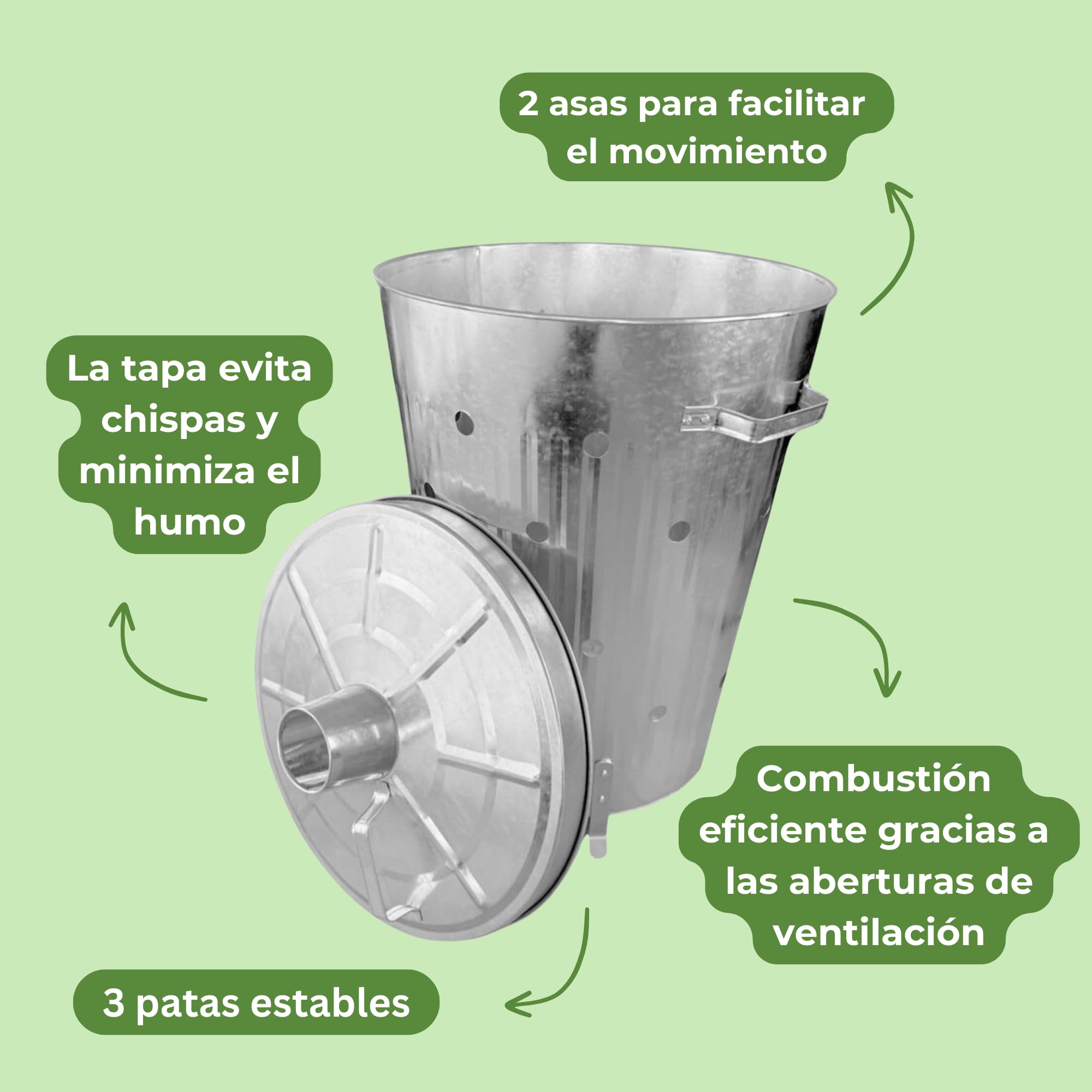 Rori Cubo de fuego XL para residuos de jardín con tapa, redondo, 110 l