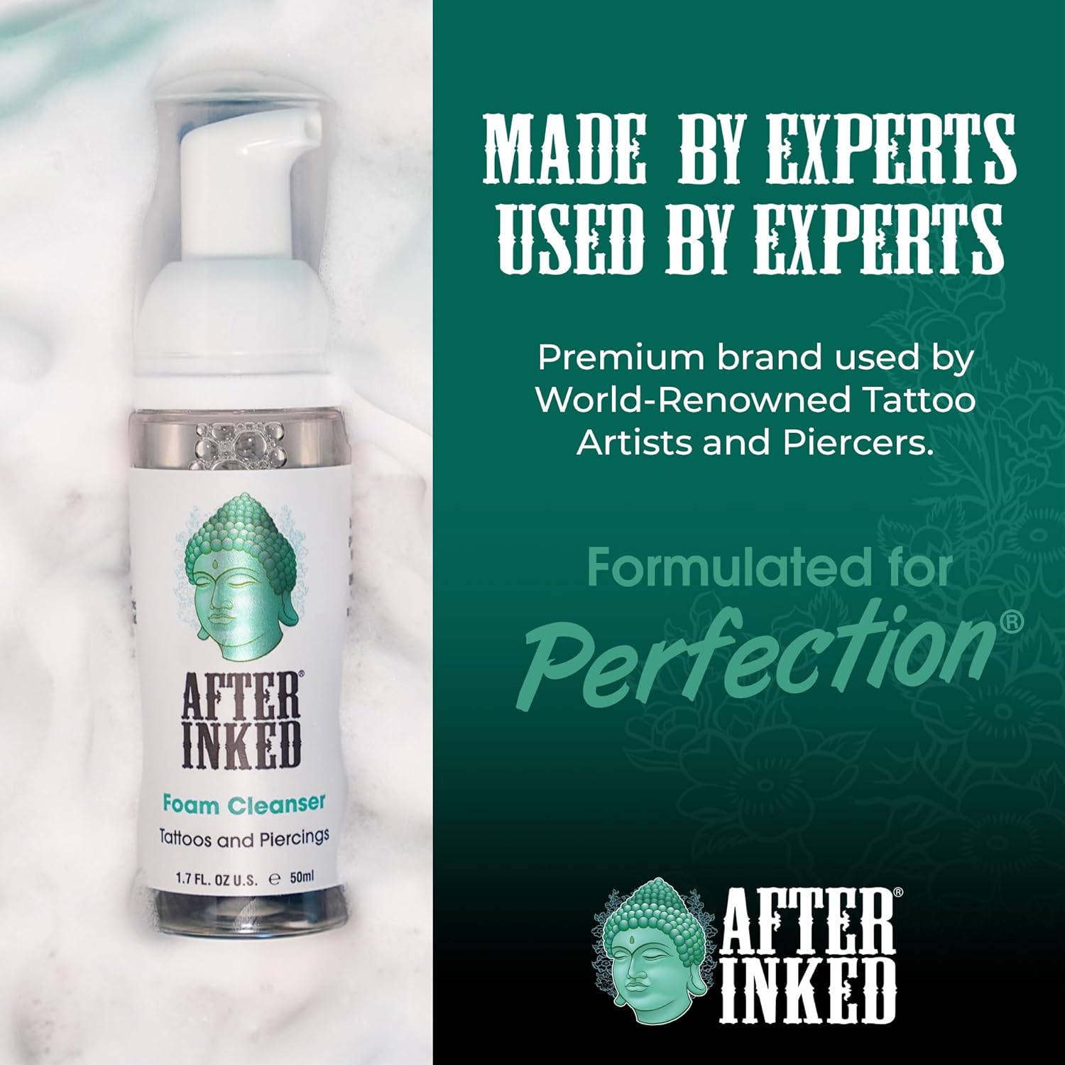 After Inked Tattoo Aftercare Lotion and Foam Cleanser Bundle - with 3oz Tattoo Lotion Aftercare and 1.7oz Tattoo Aftercare Foam Wash, Essential Tattoo Supplies, Premium Skincare Tattoo Aftercare Kit