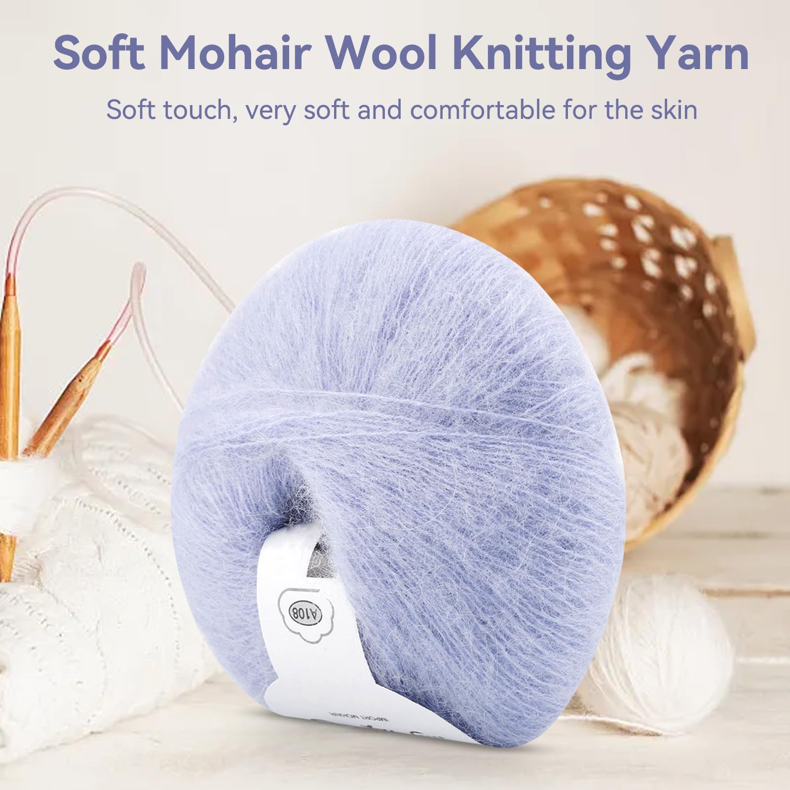 Knitting Yarn Mohair Yarn Wool Soft Angora Mohair Knitting Wool Craft Longwool for Knit DIY Shawl Scarf Crochet Thread Supplies Garments Scarves Sweater - Image 3