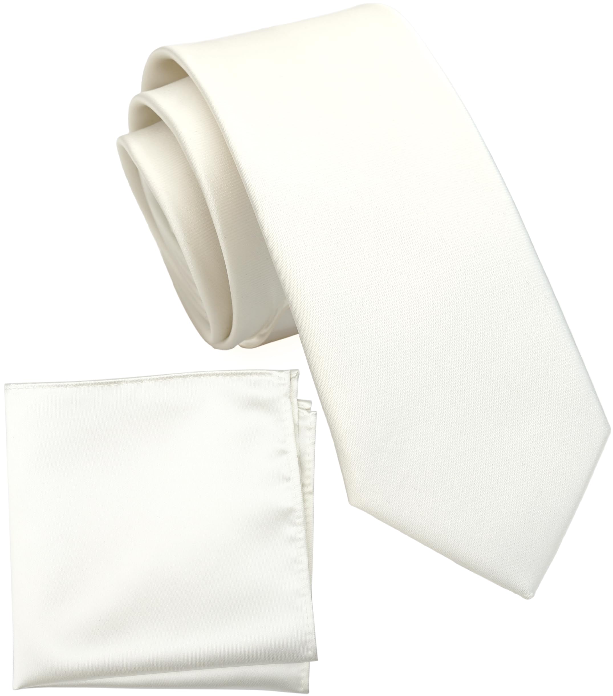 Boy's Solid Tie with Pocket Square Set, Regular Necktie for Children and Kids, Self-Tied