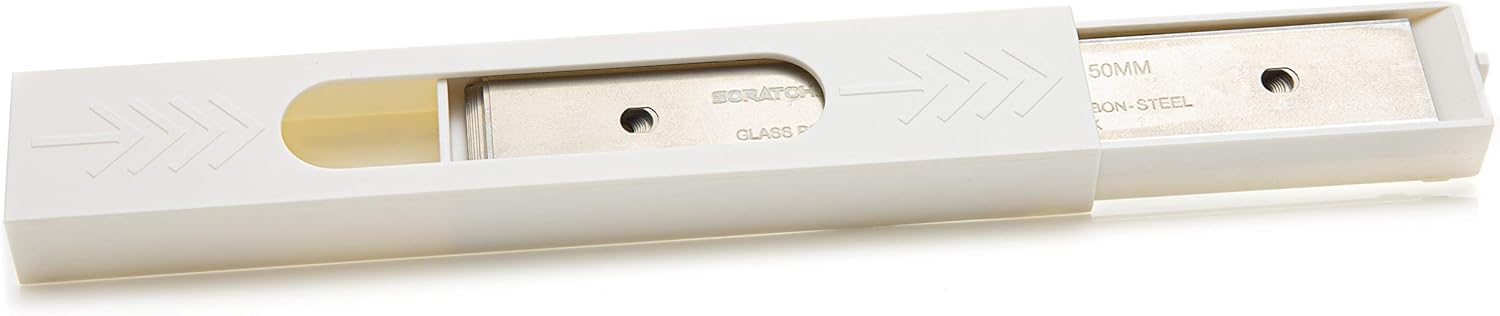 GLASS POLISH SCRATCHLESS 6" Scraper Bundle – Set of Professional Glass Scraper, 1 pack of 25 Stainless Steel and 1 pack of Carbon Steel Double-Edged Blades for Glass, Tiles, and Smooth Surfaces