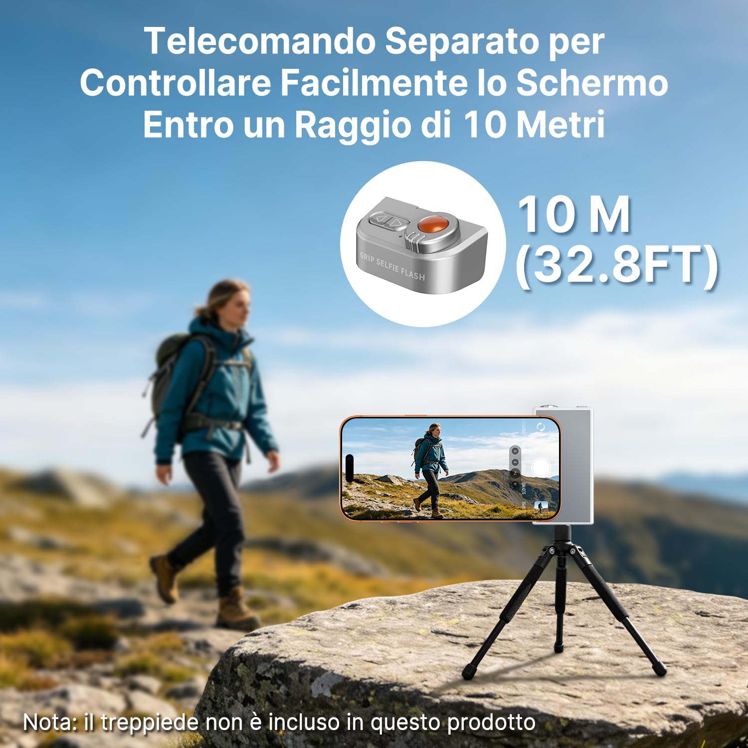 yAyusi Impugnatura per Selfies con Flash,Supporto Magnetico per Fotocamera del Telefono con Telecomando Rimovibile,luce LED Regolabile per Selfie,ideale per Selfie/TikTok/Creatori di Contenuti