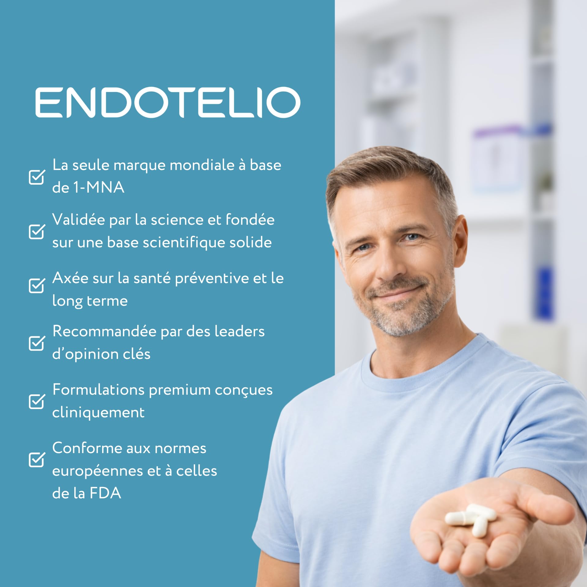 1-MNA Brain, Supplément Anti-âge, Optimise le NAD+, avec Ginkgo Biloba, Zinc, Biotine, Vitamines C, B1, B5, B6, B12, L'humeur, Mémoire, Concentration, 30 Capsules