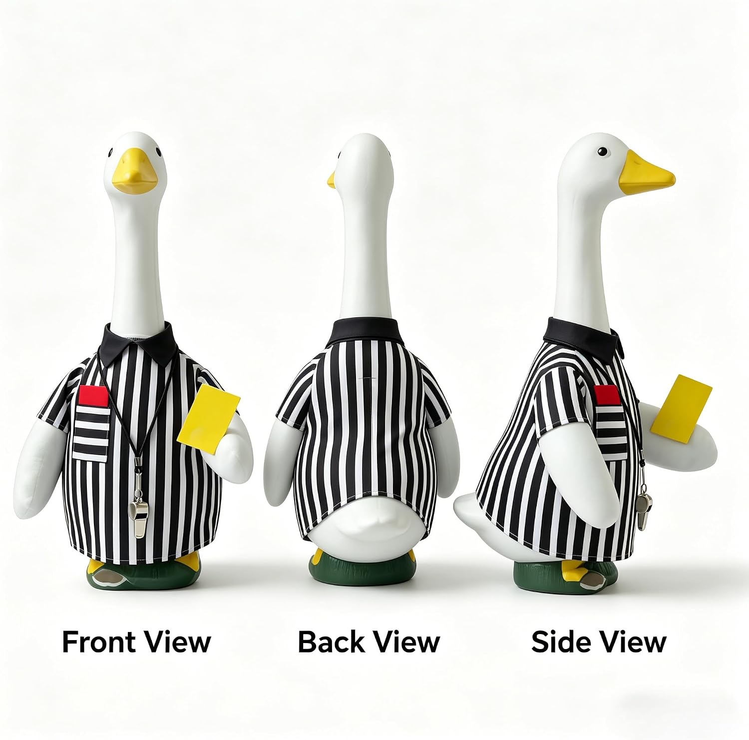 Funny 23" Lawn Soccer Referee Goose Outfit - Porch Goose Clothes with Shirt, Whistle & Penalty Cards - Game Day Yard Decoration & Outdoor Garden Decor for 2026 Soccer