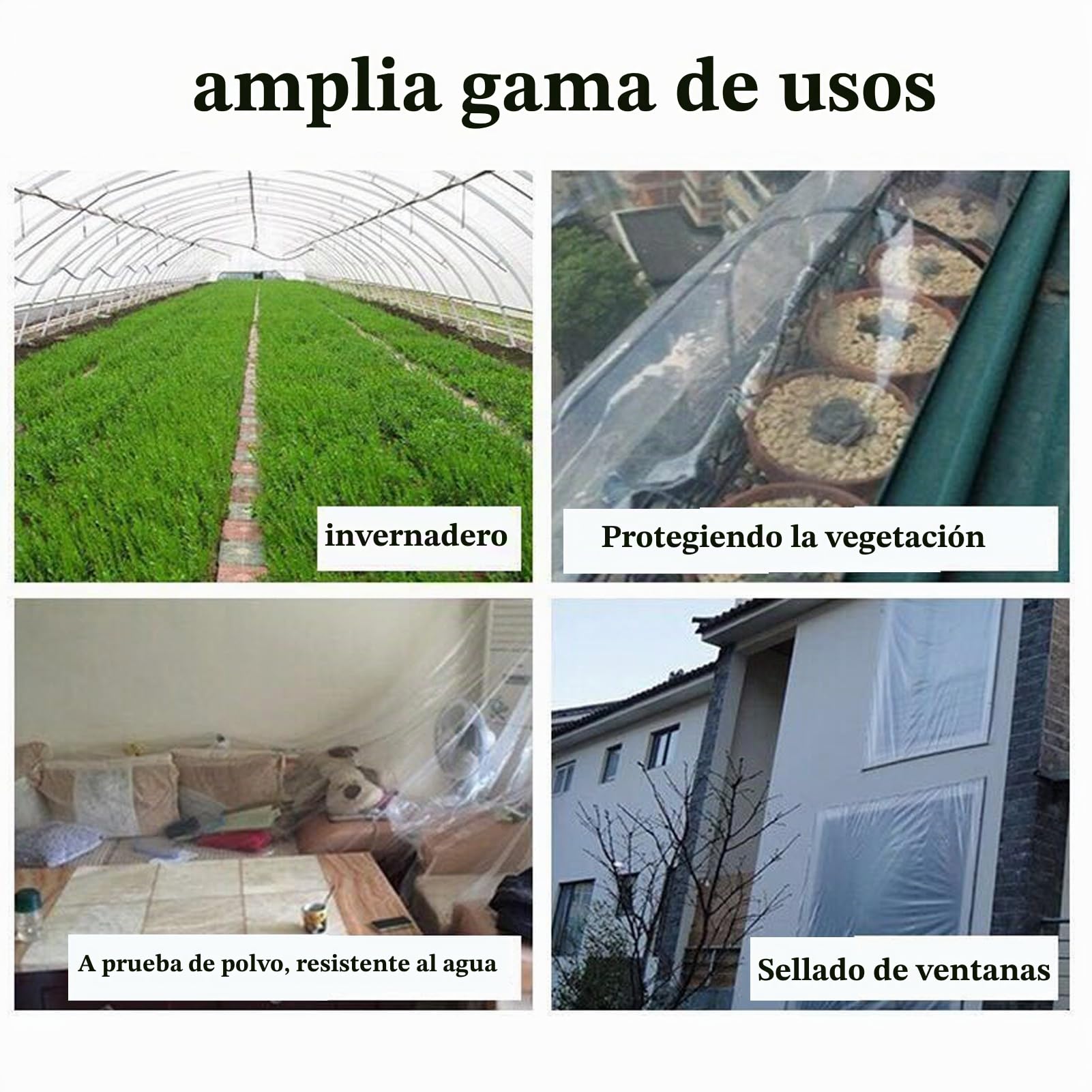 Película de invernadero de polietileno, 300 cm x 400 cm, 1120 g, extra gruesa, resistente a desgarros, de polietileno, transparente, para casa de tomates