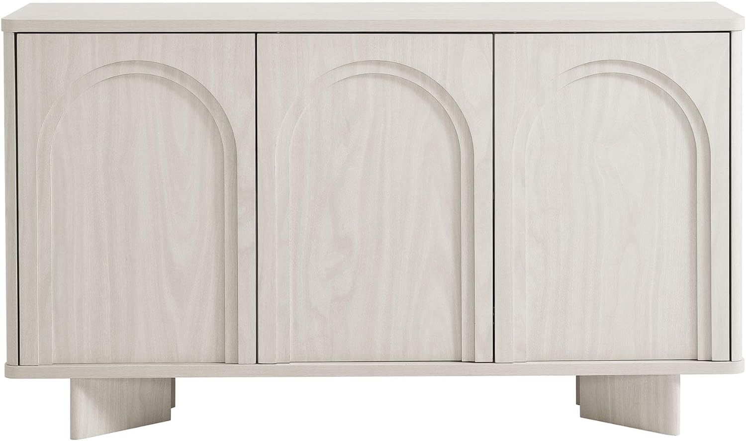Modway Flux Arched Door Sideboard in White Wash - 55 Inch Freestanding 3-Door Buffet Credenza - Tall Media Console for Wall-Mounted TVs - Modern Accent Cabinet for Kitchen, Living Room, Hallway