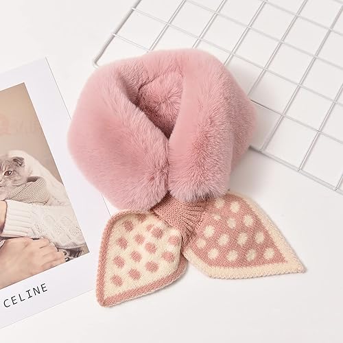 Miniatura 4 de Bufanda de felpa de invierno para niños y niñas, de piel sintética, esponjosa, cálida, para el cuello, bufandas, chal