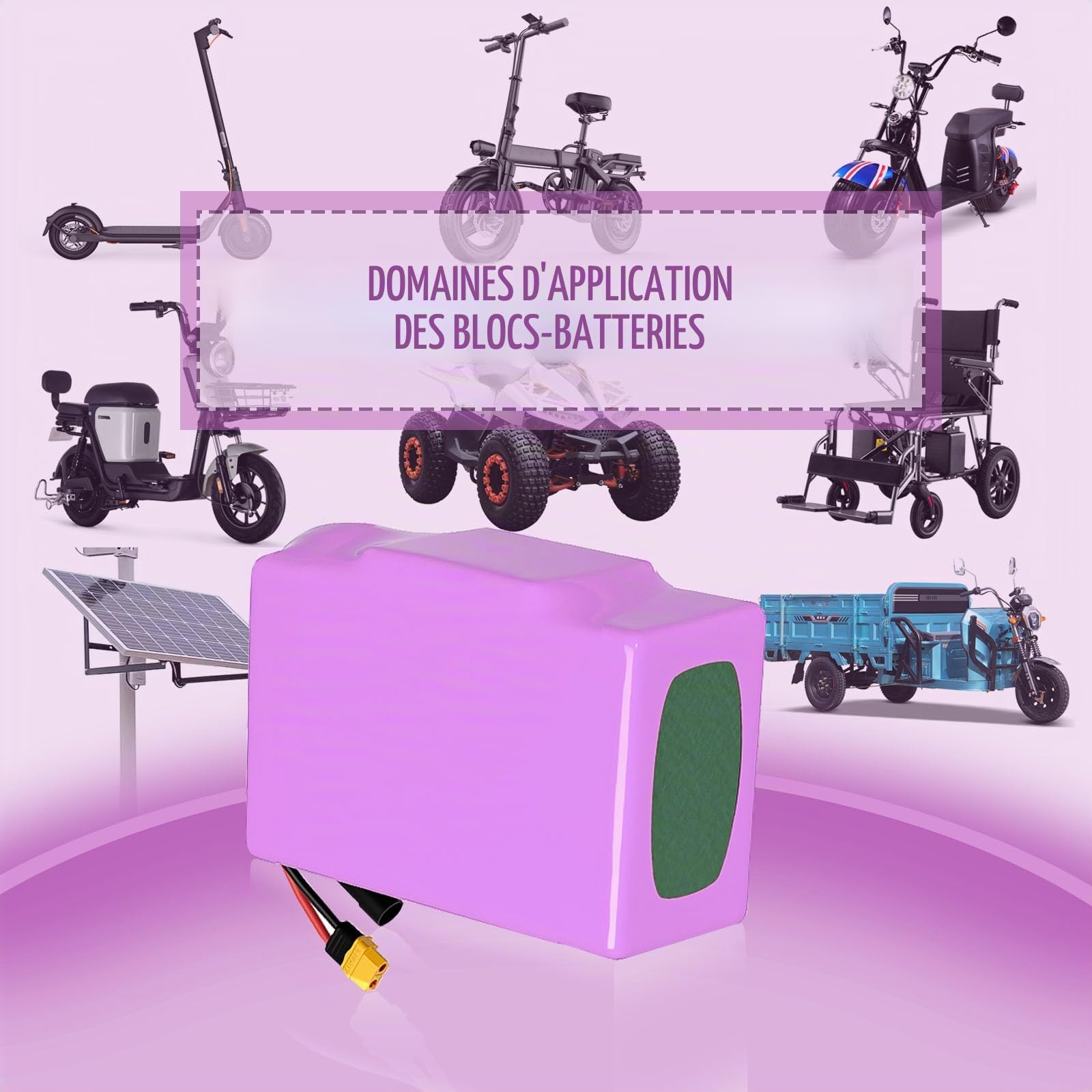 Avec chargeur 10,5 Ah 10S3P 36 V - Batterie pour vélo électrique - Li-Ion - Personnalisable - 120 x 105 x 70 mm