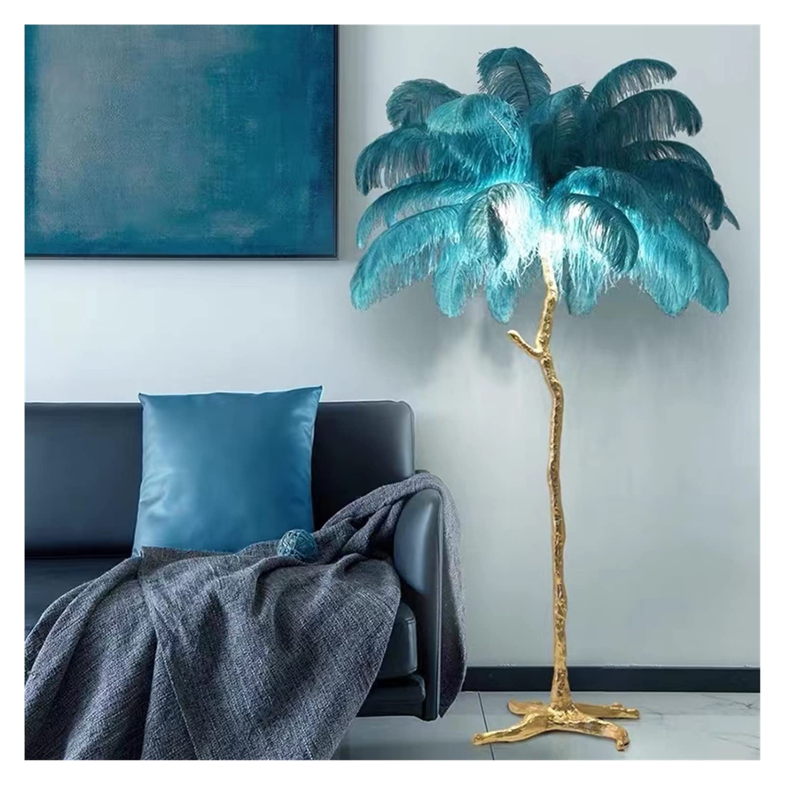 Nowoczesna lampa stołowa Pióro Lampy Podłogowe Salon Białe Pióro LED Lampy do Sypialni Przełącznik Nożny Sofa Wystrój Pokoju Lampa Stojąca(D80_COLOUR)