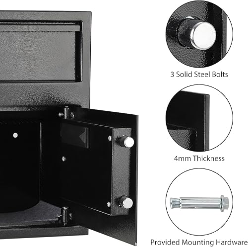 Miniatura 3 de Caja fuerte de negocios resistente, teclado digital y ranura para monedas, antirrobo y resistente a caídas, baúl de seguridad de oficina para dinero