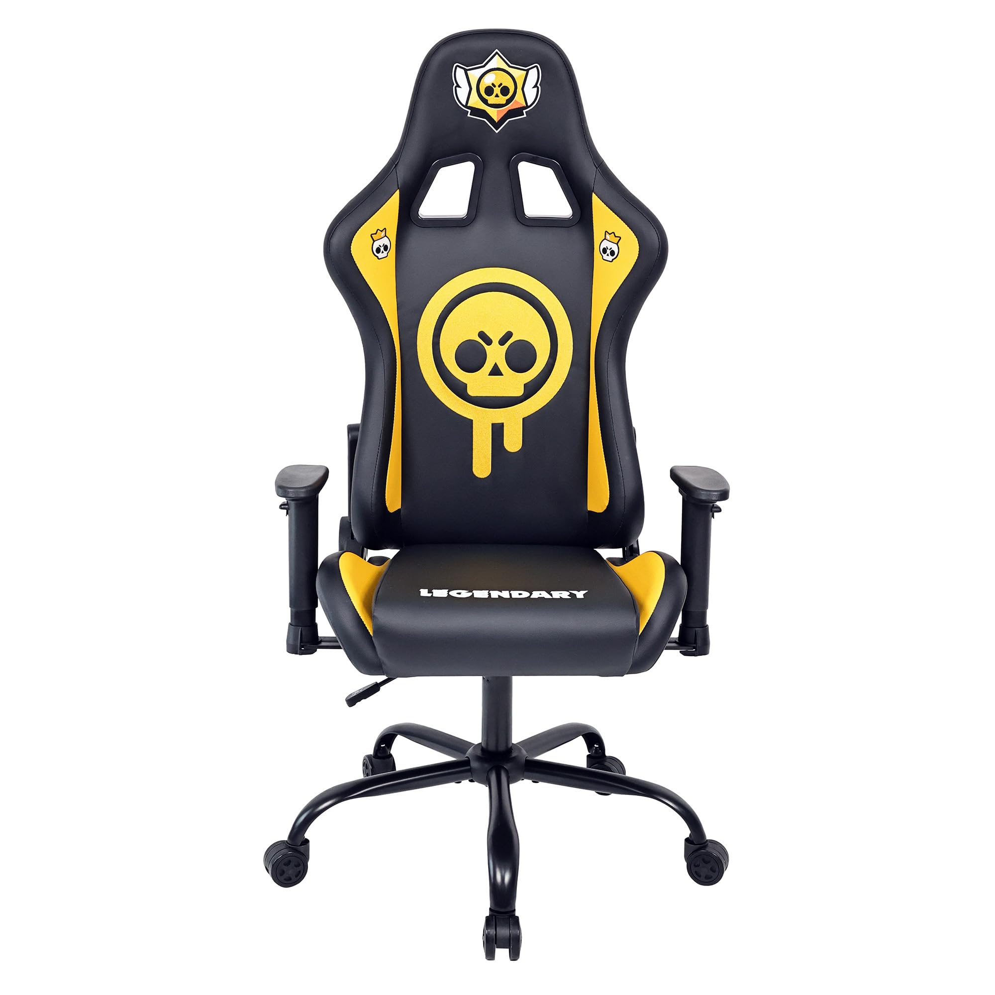 SUBSONIC Sedia Gaming Brawl Stars, Ergonomica da Ufficio, Nero, Similpelle, Braccioli 3D Regolabili, Altezza 46-56cm, Supporto Lombare, Carico Massimo 110kg