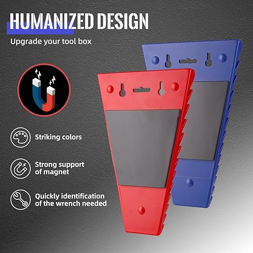 Miniatura 4 de Reniteco Paquete de 4 organizadores magnéticos para llaves, bandejas de herramientas con soporte de llave de ABS, 48 ranuras de almacenamiento de