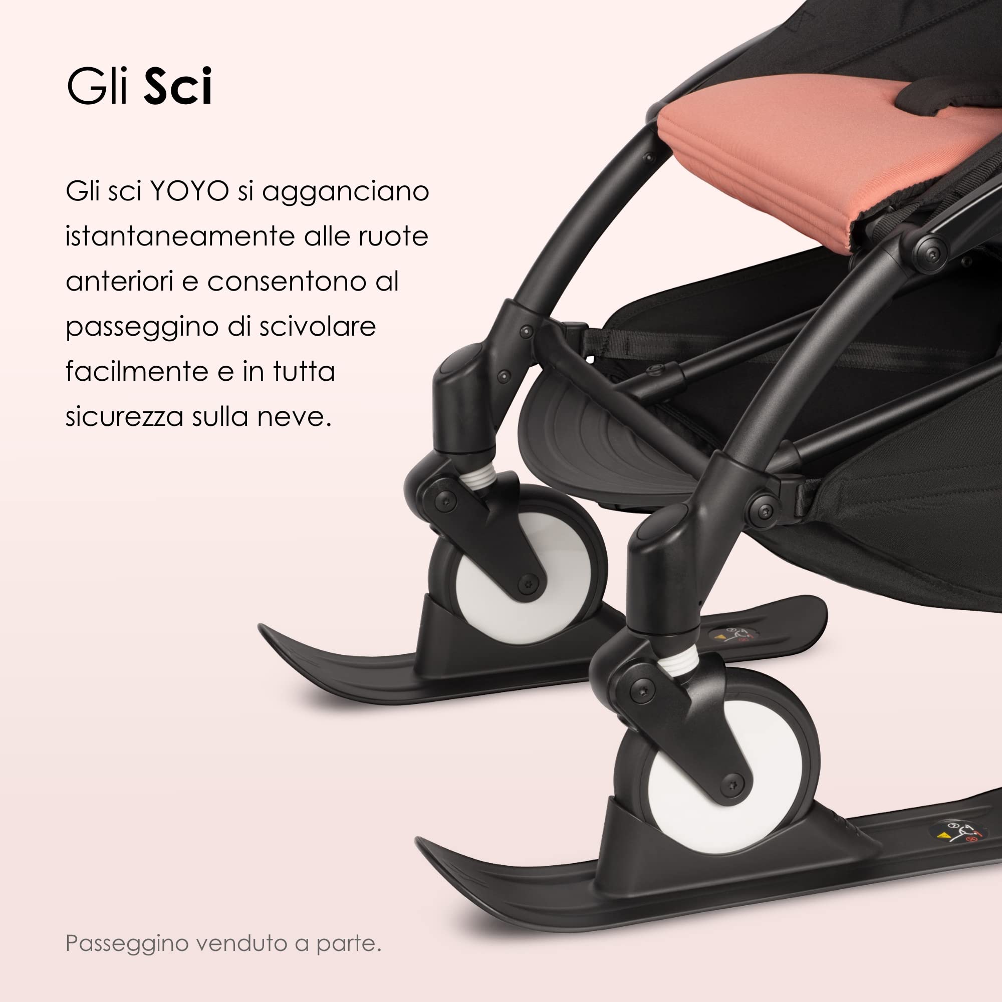 Gli sci YOYO BABYZEN - Consentono al passeggino di scivolare facilmente e in sicurezza sulla neve - Custodia inclusa