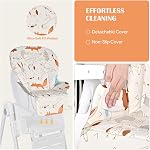 LIVINGbasics High Chair for Babies and Toddlers | 3-in-1 Foldable Highchair Chaise Haute Bébé, Adjustable Food Tray&Footrest&6-Position Seat Height, 3 Reclining Backrest