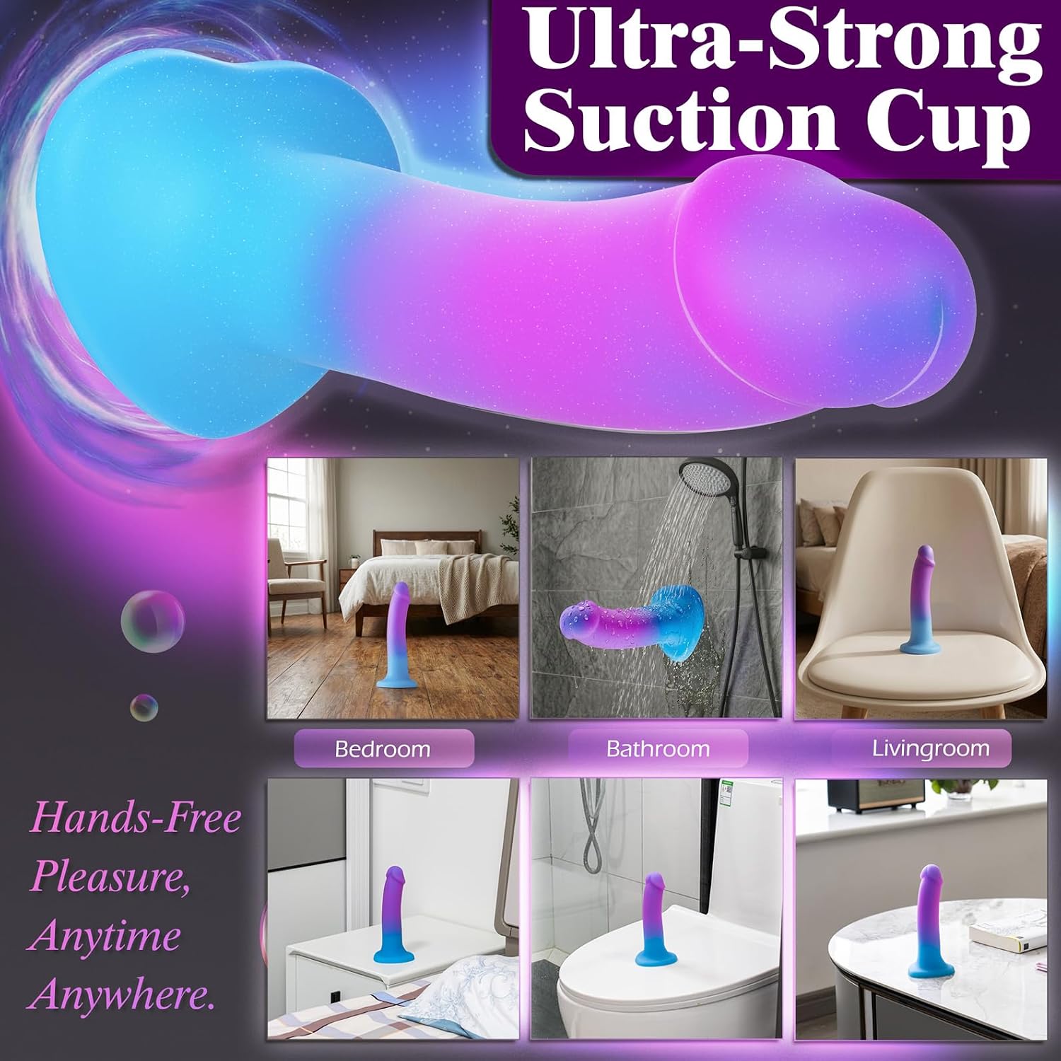 8'' Realistic G-Spot Anal Dildo, Gradient Liquid Silicone,Heart Suction Cup