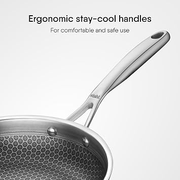 Stahl Artisan Hybrid Triply Frying Pan with Lid, Fry pan induction base, Frying pan non stick, Omelette Pan non stick, Frying pan stainless steel, 2.3 L, 28 cm, Large