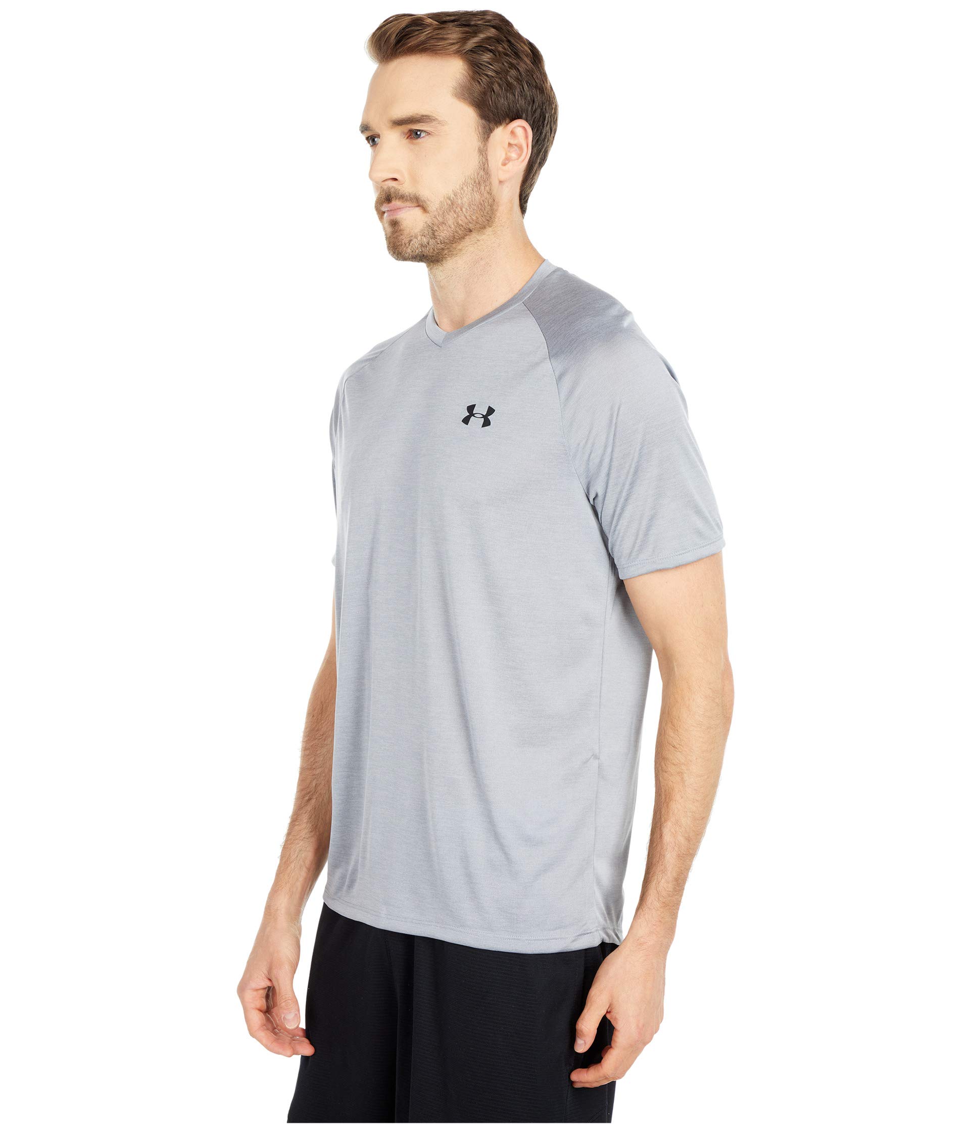 Under Armour Men's Tech 2.0 V-Neck Short-Sleeve T-Shirt, Steel (035)/Black, X-Small