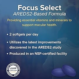 Focus Select AREDS2 Based Eye Vitamin-Mineral Supplement - AREDS2 Based Supplement for Eyes (60 ct. 30 Day Supply) - AREDS2 Based Low Zinc Formula - Eye Vision Supplement and Vitamin