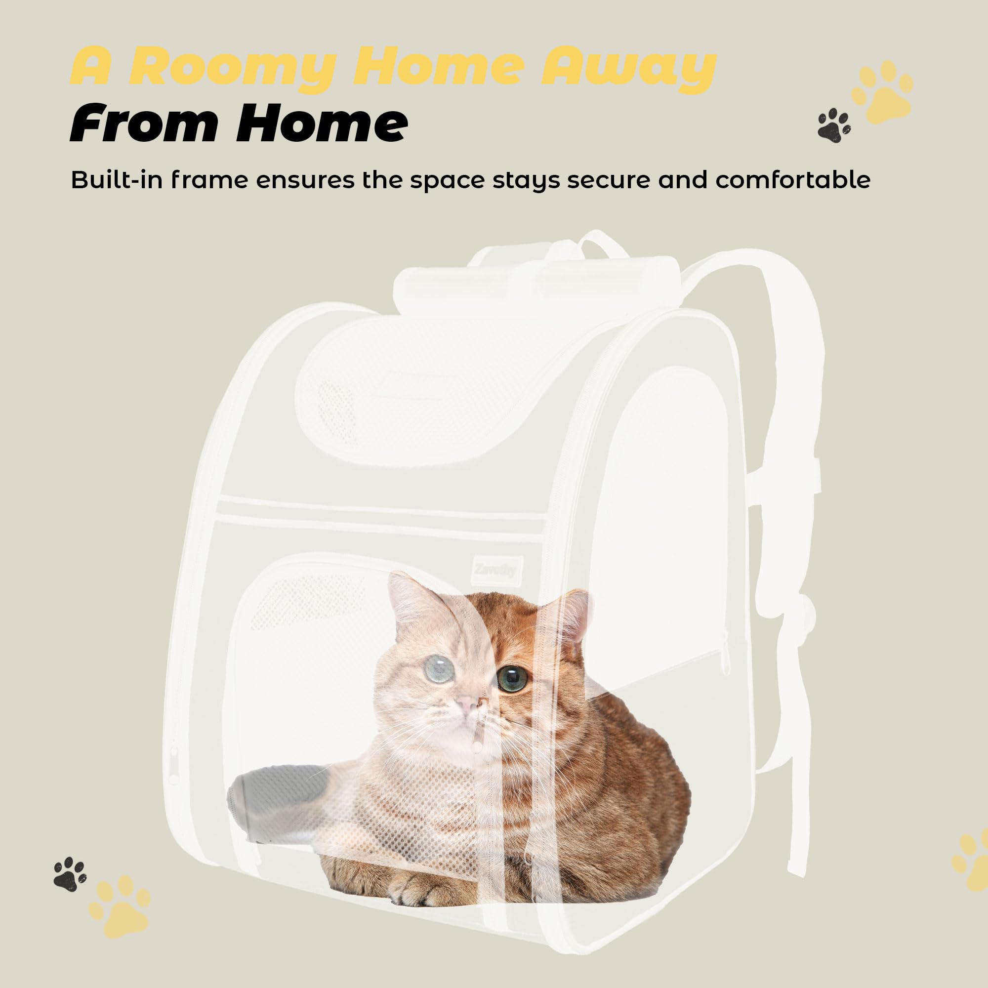 Zavothy Sac à Dos Transport pour Chat et Chien, Portable et Pliable, avec Fenêtre en Maille et Support Dorsal Rembourré, Respirant, Charge Maximale 8 kg (Noir)