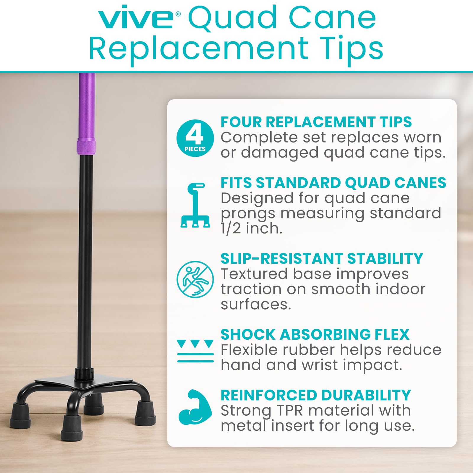 Vive Lot de 4 embouts de rechange pour canne à pêche Noir