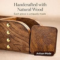 Vista 9 de Divit - Posavasos de madera ecológicos, superabsorbentes, hechos a mano, aspecto antiguo, para protección de mesa, reutilizables, rústico